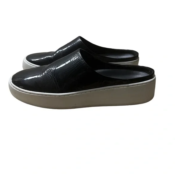 FREE PEOPLE Wynwood Slide Mule Sneaker in Patent Black Size 38 (7.5) - Picture 4 of 7